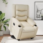 vidaXL Fotoliu rabatabil electric cu ridicare, crem, piele ecologică