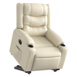 vidaXL Fotoliu rabatabil electric cu ridicare, crem, piele ecologică