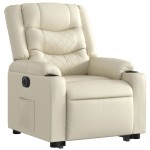 vidaXL Fotoliu rabatabil electric cu ridicare, crem, piele ecologică