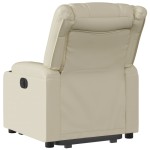 vidaXL Fotoliu rabatabil electric cu ridicare, crem, piele ecologică
