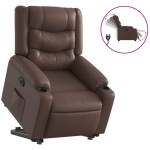 vidaXL Fotoliu rabatabil electric cu ridicare, maro, piele ecologică