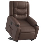 vidaXL Fotoliu rabatabil electric cu ridicare, maro, piele ecologică
