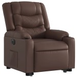 vidaXL Fotoliu rabatabil electric cu ridicare, maro, piele ecologică