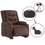 vidaXL Fotoliu rabatabil electric cu ridicare, maro, piele ecologică