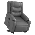 vidaXL Fotoliu rabatabil electric cu ridicare, gri, piele ecologică