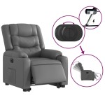 vidaXL Fotoliu rabatabil electric cu ridicare, gri, piele ecologică