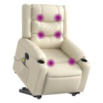 vidaXL Fotoliu electric masaj rabatabil cu ridicare, crem