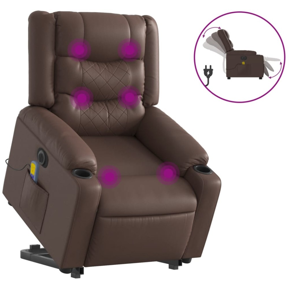 vidaXL Fotoliu electric masaj rabatabil cu ridicare, maro