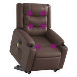 vidaXL Fotoliu masaj rabatabil electric cu ridicare, gri, piele eco