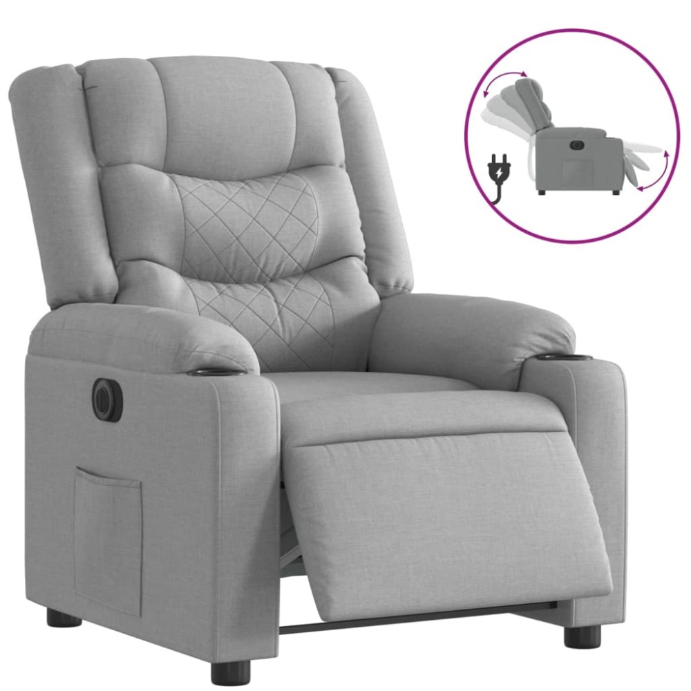 vidaXL Fotoliu rabatabil electric, gri deschis, textil