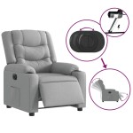 vidaXL Fotoliu rabatabil electric, gri deschis, textil