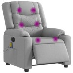 vidaXL Fotoliu electric de masaj rabatabil, gri deschis, microfibră