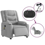 vidaXL Fotoliu electric de masaj rabatabil, gri deschis, microfibră