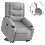vidaXL Fotoliu rabatabil cu ridicare, gri deschis, material textil