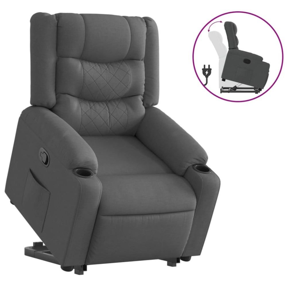 vidaXL Fotoliu rabatabil cu ridicare pe verticală, gri închis, textil