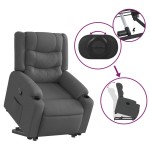 vidaXL Fotoliu rabatabil cu ridicare pe verticală, gri închis, textil vidaXL Fotoliu rabatabil cu ridicare pe verticală, gri închis, textil