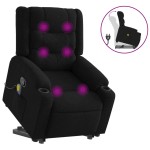 vidaXL Fotoliu rabatabil de masaj, cu ridicare, negru, material textil