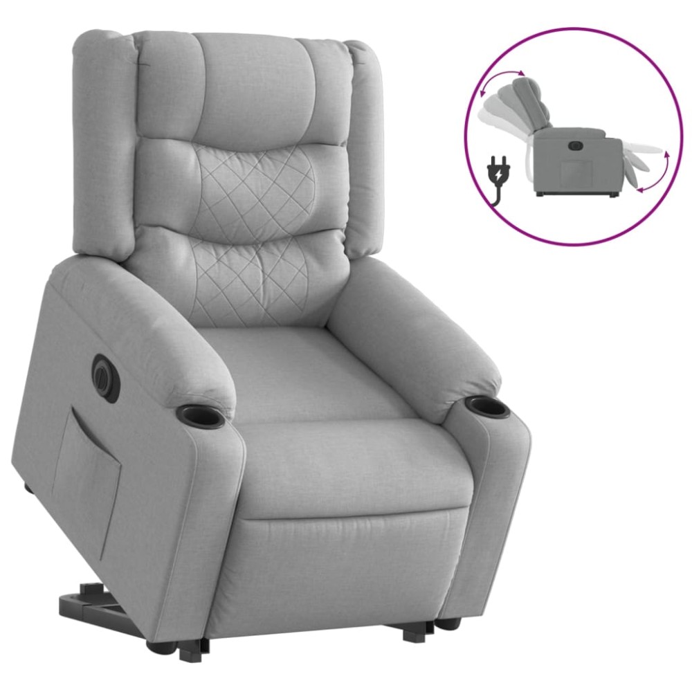 vidaXL Fotoliu electric rabatabil cu ridicare, gri deschis, textil
