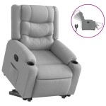 vidaXL Fotoliu electric rabatabil cu ridicare, gri deschis, textil vidaXL Fotoliu electric rabatabil cu ridicare, gri deschis, textil