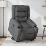 vidaXL Fotoliu electric rabatabil cu ridicare, gri închis, textil