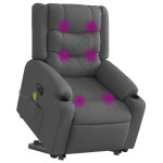 vidaXL Fotoliu electric masaj rabatabil cu ridicare, gri închis textil