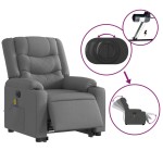 vidaXL Fotoliu electric masaj rabatabil cu ridicare, gri închis textil