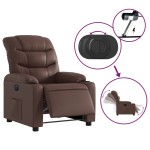 vidaXL Fotoliu rabatabil electric, maro, piele ecologică