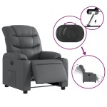 vidaXL Fotoliu rabatabil electric, gri, piele ecologică