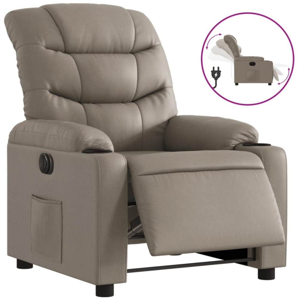 vidaXL Fotoliu rabatabil electric, cappuccino, piele ecologică