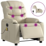 vidaXL Fotoliu electric de masaj rabatabil, crem, piele ecologică