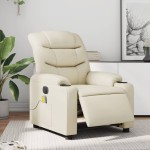 vidaXL Fotoliu electric de masaj rabatabil, crem, piele ecologică