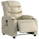 vidaXL Fotoliu electric de masaj rabatabil, crem, piele ecologică