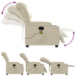 vidaXL Fotoliu electric de masaj rabatabil, crem, piele ecologică