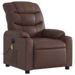 vidaXL Fotoliu electric de masaj rabatabil, maro, piele ecologică