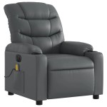 vidaXL Fotoliu de masaj electric rabatabil, gri, piele ecologică vidaXL Fotoliu de masaj electric rabatabil, gri, piele ecologică