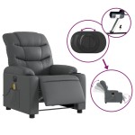 vidaXL Fotoliu de masaj electric rabatabil, gri, piele ecologică vidaXL Fotoliu de masaj electric rabatabil, gri, piele ecologică