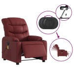 vidaXL Fotoliu de masaj electric rabatabil, roșu vin, piele ecologică vidaXL Fotoliu de masaj electric rabatabil, roșu vin, piele ecologică