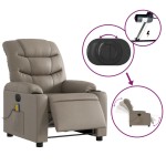 vidaXL Fotoliu electric masaj rabatabil, cappuccino, piele ecologică