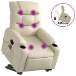 vidaXL Fotoliu rabatabil cu ridicare, crem, piele ecologică