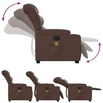 vidaXL Fotoliu de masaj rabatabil cu ridicare, maro, piele ecologică