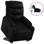 vidaXL Fotoliu rabatabil electric cu ridicare, negru, piele ecologică