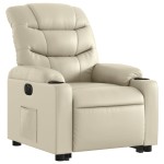 vidaXL Fotoliu rabatabil electric cu ridicare, crem, piele ecologică