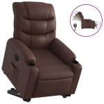 vidaXL Fotoliu rabatabil electric cu ridicare, maro, piele ecologică