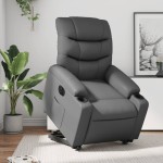 vidaXL Fotoliu rabatabil electric cu ridicare, gri, piele ecologică