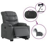 vidaXL Fotoliu rabatabil electric cu ridicare, gri, piele ecologică