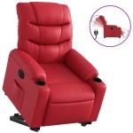 vidaXL Fotoliu rabatabil electric cu ridicare, roșu, piele ecologică