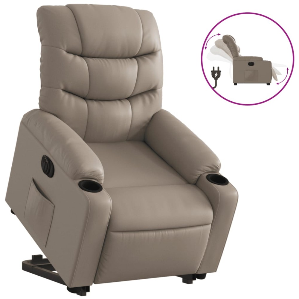 vidaXL Fotoliu rabatabil electric cu ridicare, cappuccino