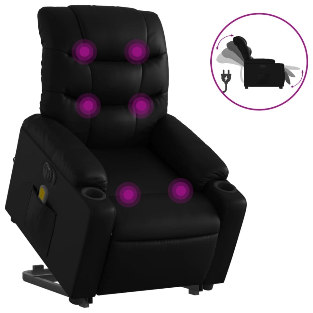 vidaXL Fotoliu electric masaj rabatabil cu ridicare, negru