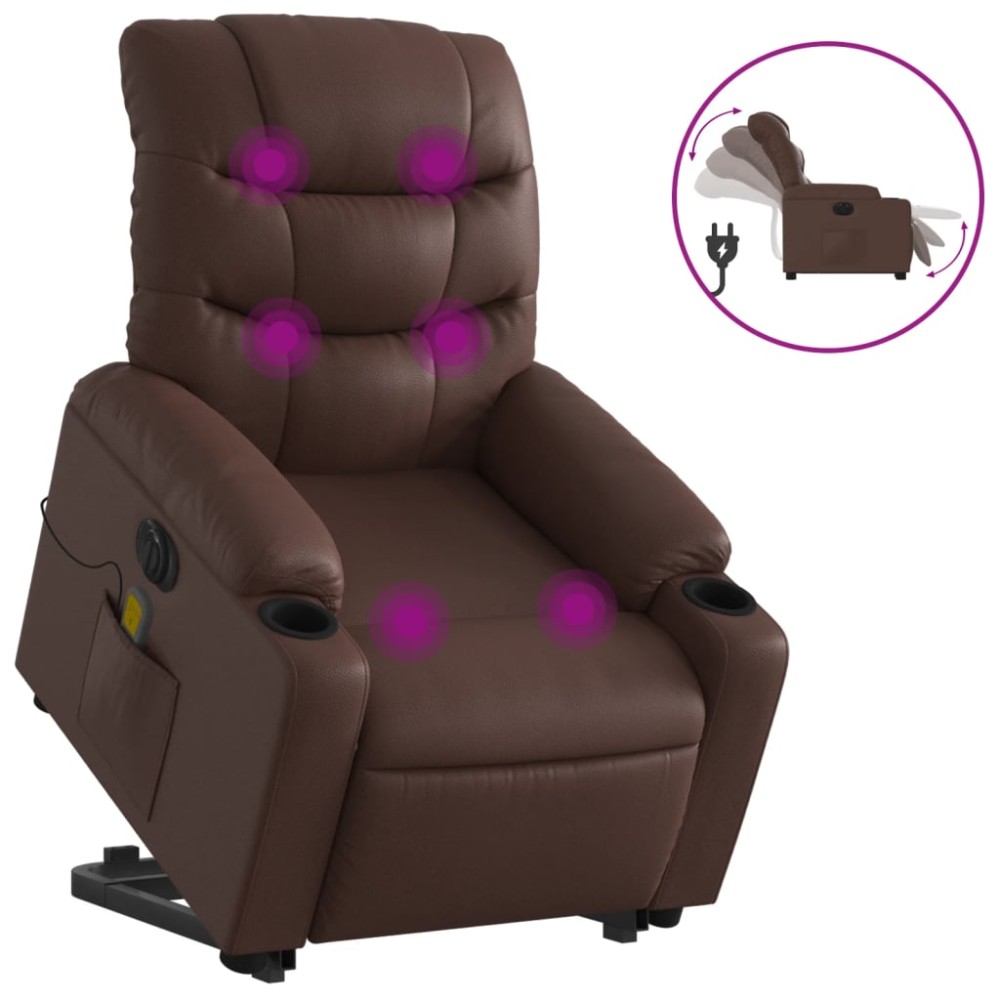 vidaXL Fotoliu electric masaj rabatabil cu ridicare, maro