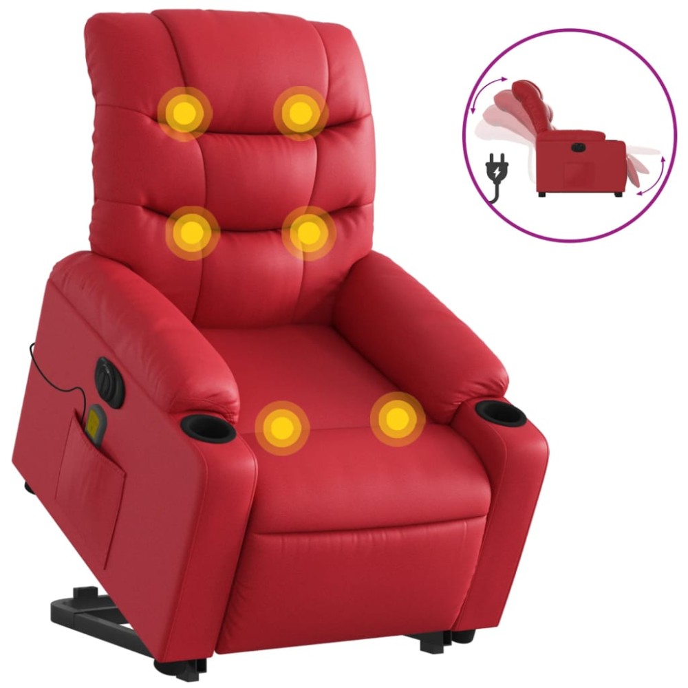 vidaXL Fotoliu electric masaj rabatabil cu ridicare, roșu